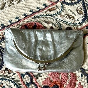 Hobo International Silver Leather Clutch Wallet
